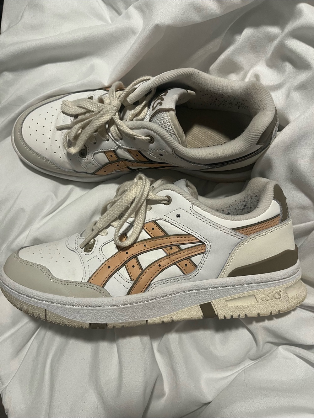 Asics White Sneakers with Tan Accents